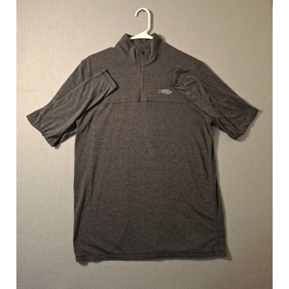 AFTCO Fishing Shirt Mens S Gray 1/4 Zip Pullover Long Sleeve AF Tech Lightweight - Picture 1 of 7